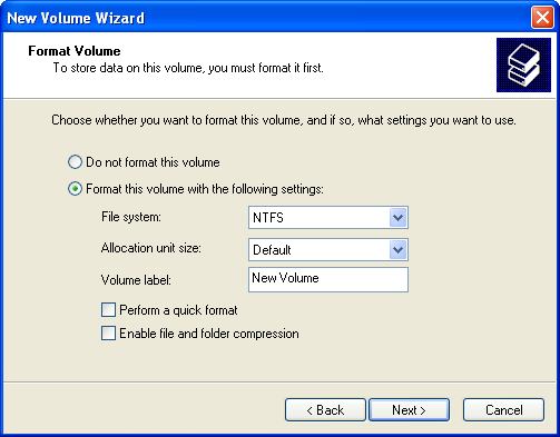 Chose the File System, Volume Label and 'formatting speed'